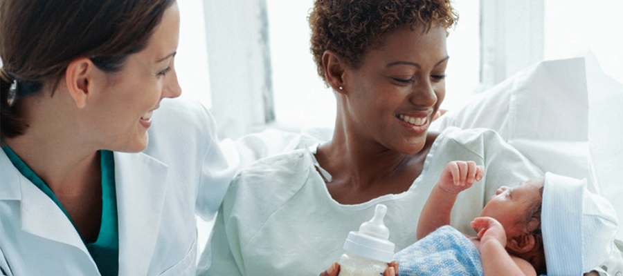 postpartum mom and baby